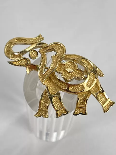 vintage crown trifari brooch pin gold tone elephant 1955-1969