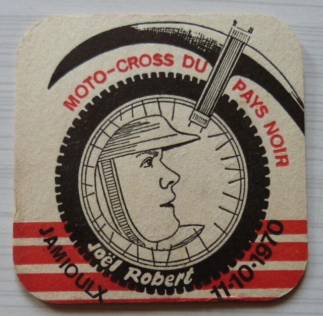 1970 Sous Bock Biere Noël Or Moto-Cross Du Pays Noir Joël Robert Jamioulx