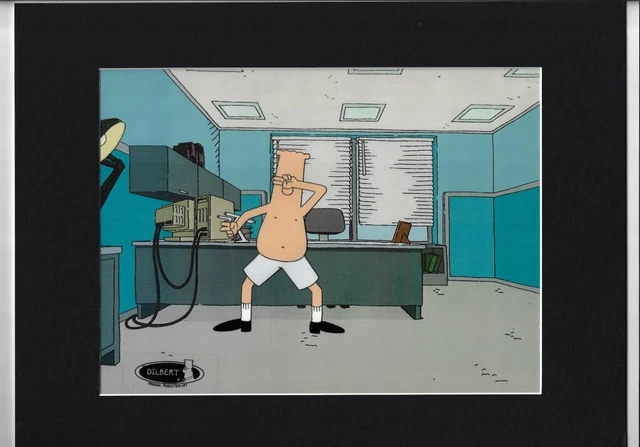 Dilbert Animation Hand Painted ProductionCel w/COA & Mat + Original Pencil Art