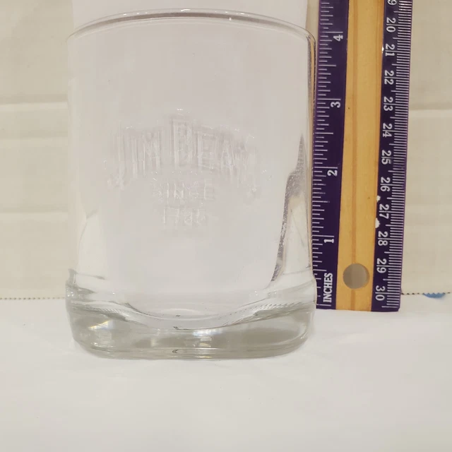 Jim Beam Since 1795 Bourbon Embossed Square Bottom 3.75" Rocks Glass #KTN