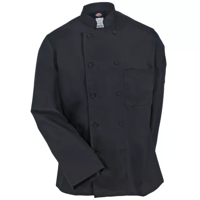 Nwt Dickies Unisex Cloth Covered Button Chef Coat Black Dc44