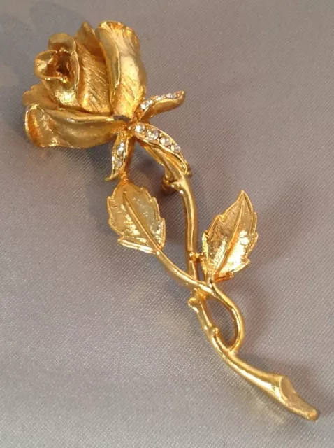 Broche Fleur Vintage La Rose – Finement Travaillée En Relief, Couleur Or, Occasion