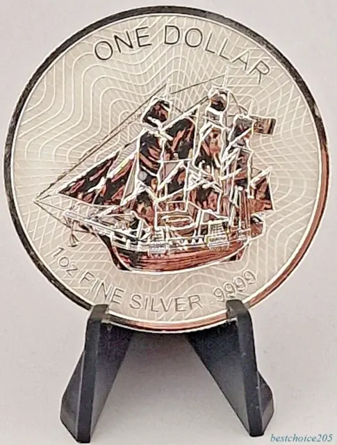 Silver Coin:2017 Cook Island, $1 Bounty Sailing - 1 oz Fine Silver 0.9999