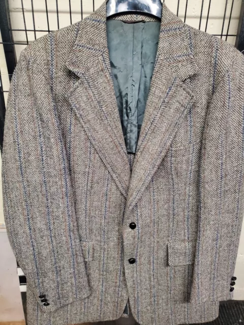 VTG Harris Tweed Nordstrom Houndstooth Blazer Mens 44 Long Sport Coat Jacket