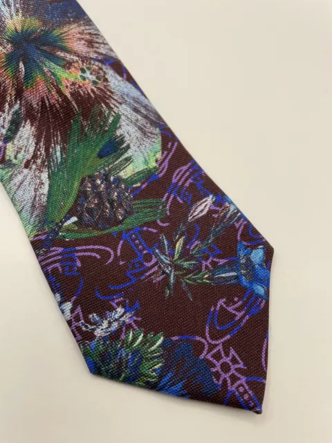 Vivienne Westwood FLORAL PRINT Orb Logo Silk Slim Tie Designer Suit