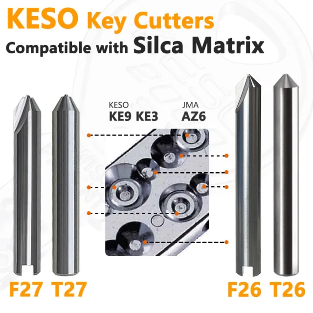 Key Cutter F26 T26 F27 T27 for KESO KE9 KE3 JMA AZ6 Compatible With Silca Matrix