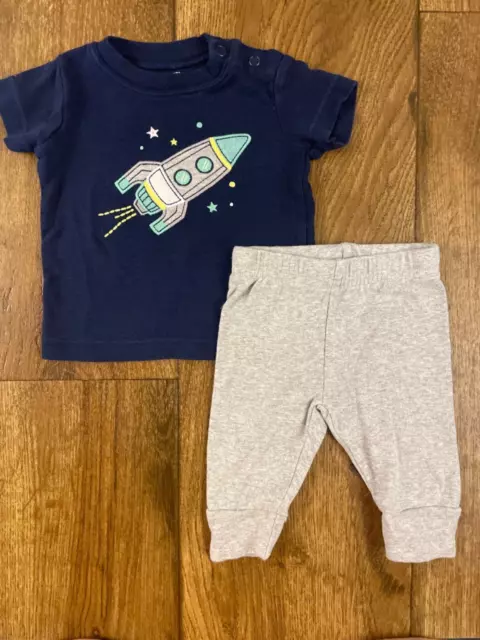 Carters Baby Boy 2 PC Shirt Pants Outfit 3 Mo Rocket Spaceship Spring Summer Lot