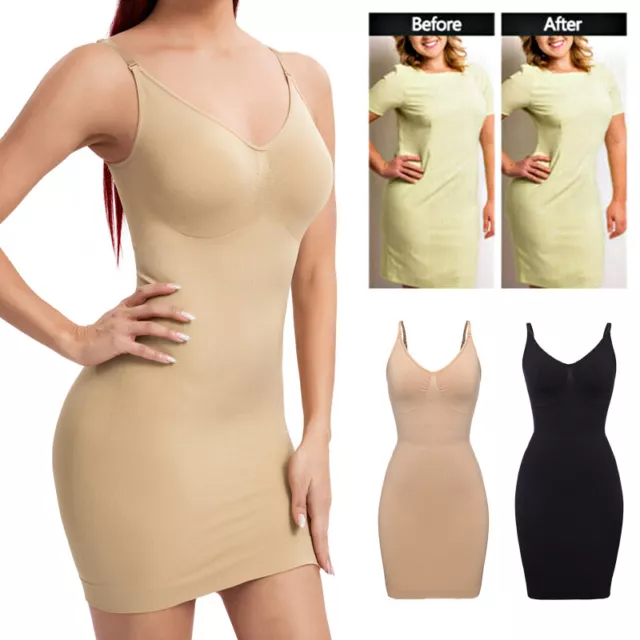 WOMEN SLIMMING SHAPEWEAR Built-in Bra Tube Dress Slip Seamless Body Shaper  Tops $24.99 - PicClick