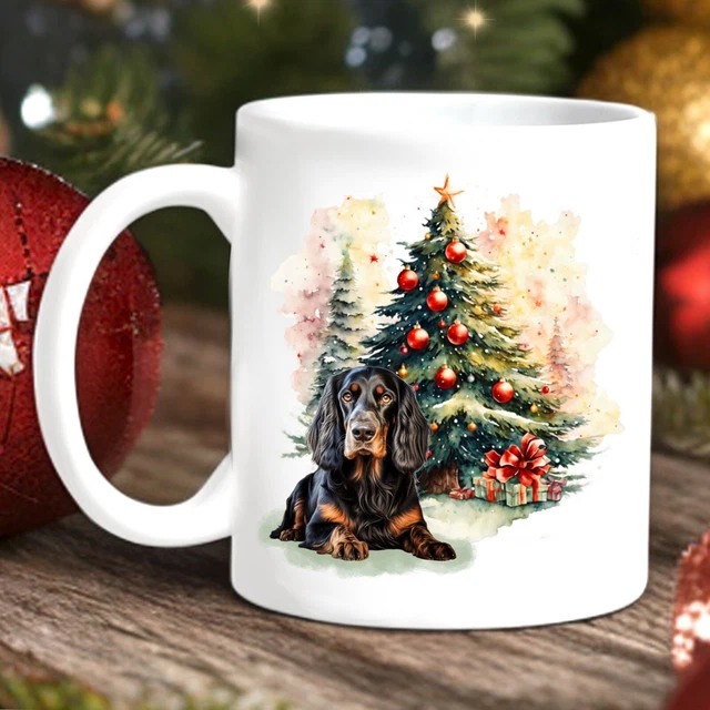 Pet Dog Mug, Christmas Watercolour Gordon Setter - Ideal Gift,