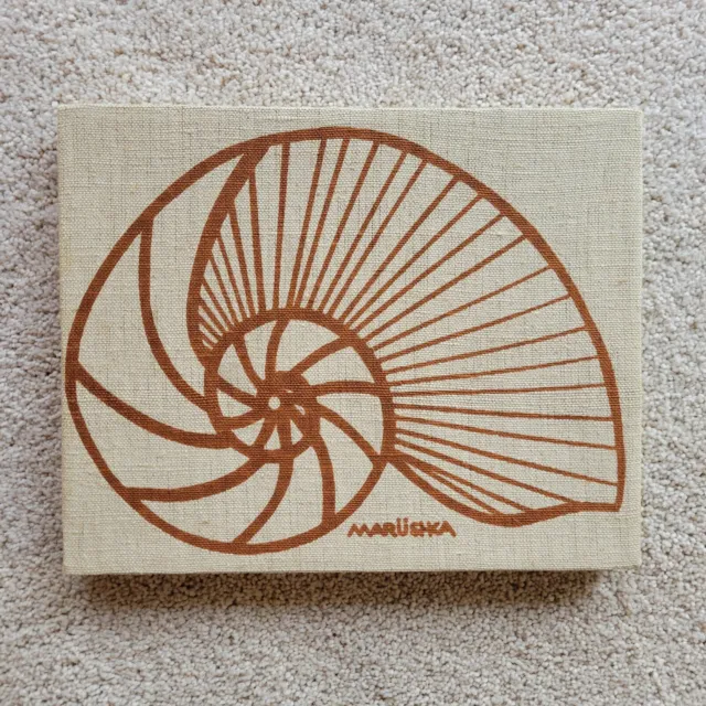 Vintage 1970s Marushka Nautilus Shell Art Screen Print on Linen Canvas 8x10