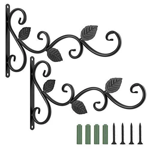 Lewondr Support à Crochet Mural en Fer pour Pot de Fleurs 2 PCS Suspension Pl...