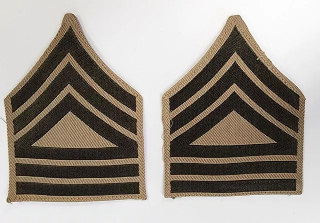 WWII Pair USMC Master Tech Quarter or Paymaster Sergeant Khaki Summer Chevrons