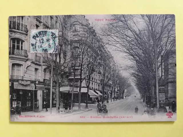 cpa Collection F. FLEURY 75 - PARIS Avenue GAMBETTA en 1906