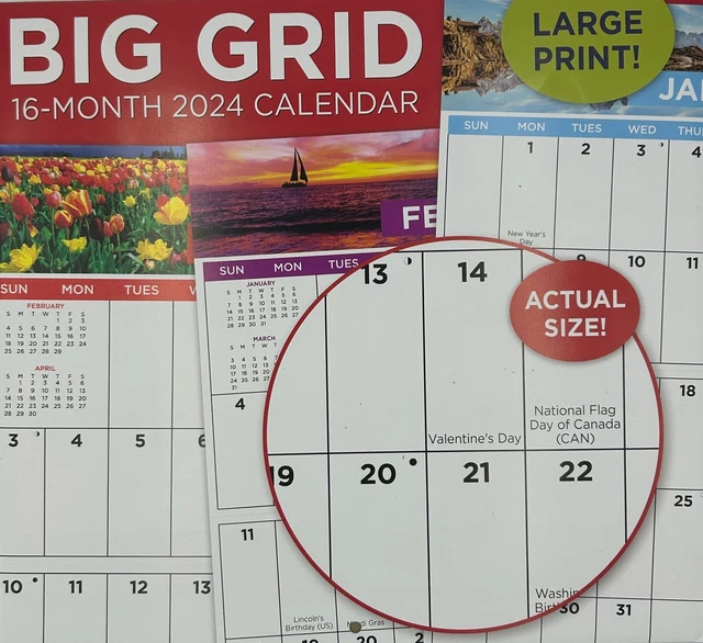 2024 FULL SIZE BIG GRID Wall Calendar for Planning, Scheduling