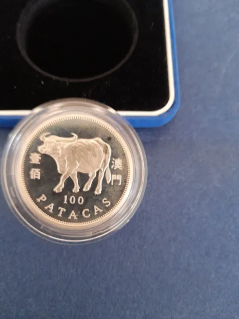 Macau 1997 Year of The Ox Silver Proof Coin-Royal Mint-Rare Coin