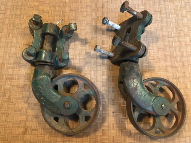 Antique Pair Swivel Cast Iron Factory Industrial Caster Railroad Cart 6”Wheels