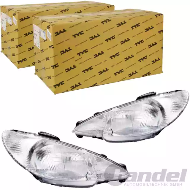 2 fanali TYC H4 DESTRO+SINISTRO per PEUGEOT 206 2A/C SW PRIMA LIFTING 2003