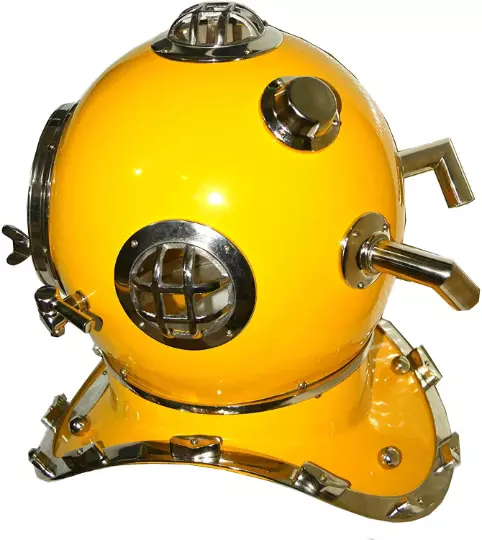 Small Nautical Maritime Deep Sea Anchor Engineering Yellow Diving Divers Helmet