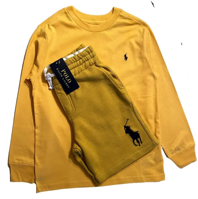 Ralph Lauren Polo Jungen Big Pony Kordelzug Shorts gelb T-Shirt Alter 5-6 (6)
