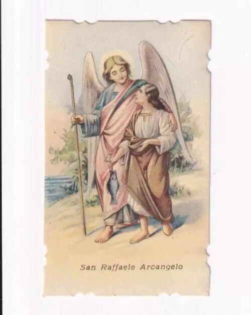 Preghiera A San Raffaele Arcangelo SANTINO HOLY CARD Antico Preghiera San Raffaele Arcangelo Preghiera