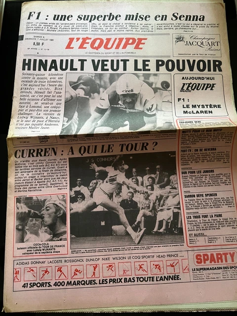 Une de L'Équipe datée du 29 juillet 1985