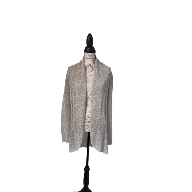 Eileen Fisher Open Front Cardigan Linen Blend Gray Open Knit Size XS