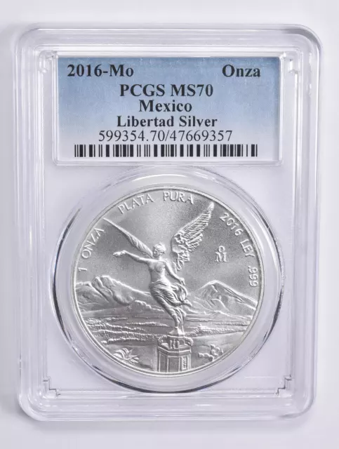 MS70 2016 MO Mexico 1 Onza Silver PCGS Blue Label