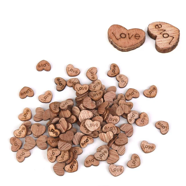 100 piezas Corazón Rebanadas de Madera Letrero Decoración Ropa en Forma de Corazón