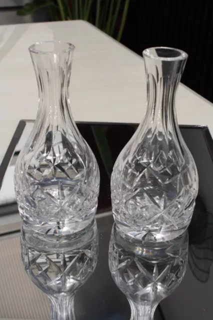 Pair Small Wedgwood Cut Glass Crystal Clear Glass Bud Vases Carafe Stars