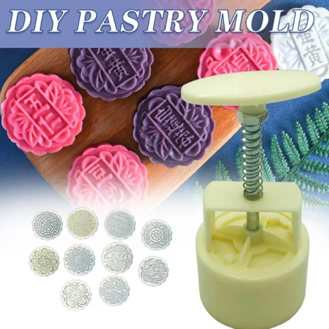 DIY Flower Stamps Round Pastry Moon Cake Mold Press Mooncake Cookies Mould Decor