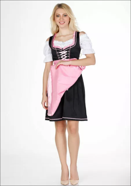 NEW!Sz 8.NEW!Germany,German,Trachten,Oktoberfest,Dirndl Dress,3-pc.Pink,Black