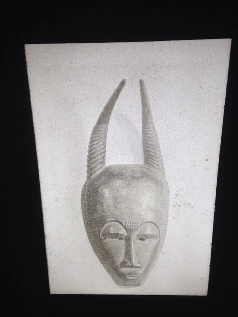 Baule Ivory Coast Mask W/ Horns: African Tribal Art Vintage 35mm Slide