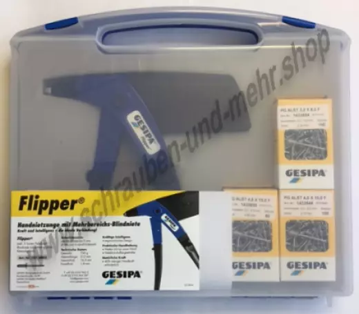 Gesipa Flipper Box im Set Blindnietzange Handnietzange Nieten Zange