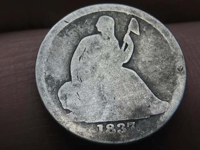 1837 Seated Liberty Half Dime, Small Date, About Good Obverse Details