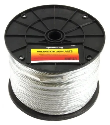 70448 Wire Rope, Galvanized Aircraft Cable, 250-Feet-by-1/4-Inch
