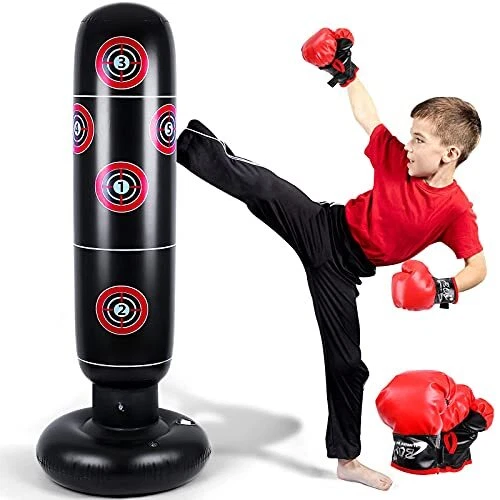 Inflatable Punching Bag for Kids - 63" Inflatable Kid Boxing Bag - Children