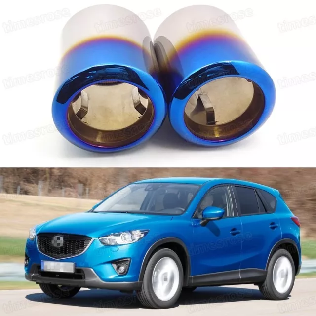 2 Blue Car Exhaust Muffler Tip Tail Pipe End Trim for Mazda CX-5 2013-2017 #1049