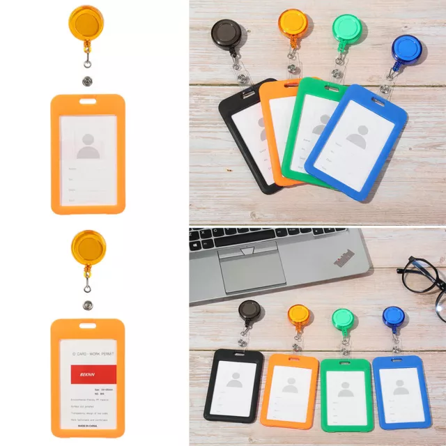 ID Card Badge Holder Retractable Badge Holder Protector Cover Card Sleeve
