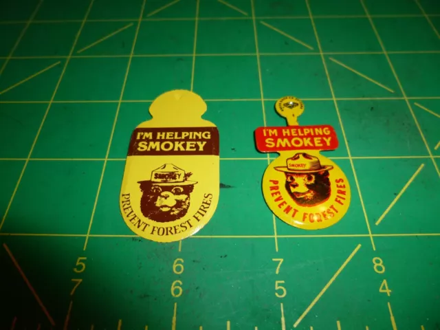 Vintage Smokey The Bear Lot "I'm Helping Smokey" Pocket Clips