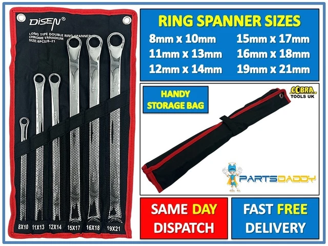 US PRO Tools 6-Piece Metric Double Ring Ratcheting Wrench Set – Sizes 8mm To 19mm, Model 3469
