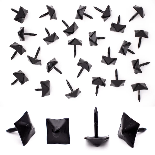 25 Pack Square Pyramid Door Clavos Decorative Nails 0.75" Rustic Hammered Iron