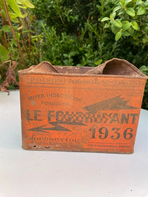 ANCIENNE BOITE METAL Traitement Le Foudroyant Fongicide Insecticide EUR