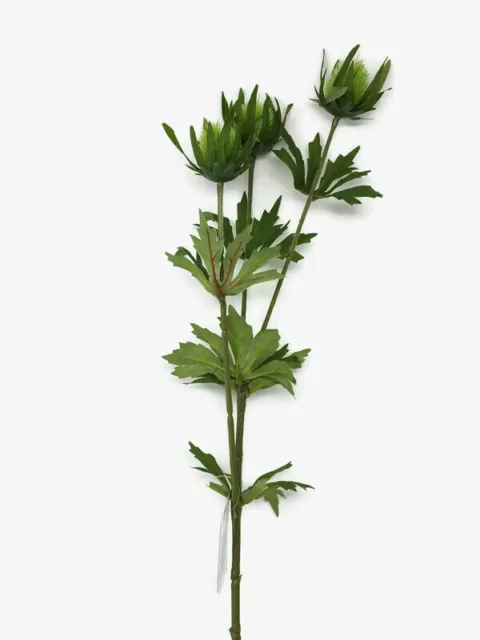 Green Artificial Thistle Spray x 65cm - Wildflower Meadow Green Leaves Foliage