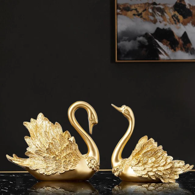 2x Statues En Résine Sculptures Centre De Table Cygne Figurines Pour