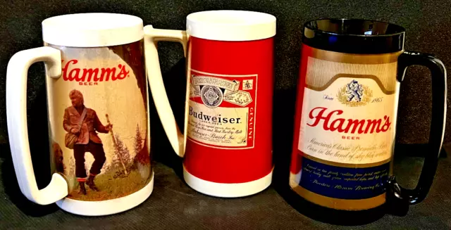 Vintage Thermo-Serv Insulated Plastic Beer Mug USA- Lot of 3 READ DESCRIPTION!!!