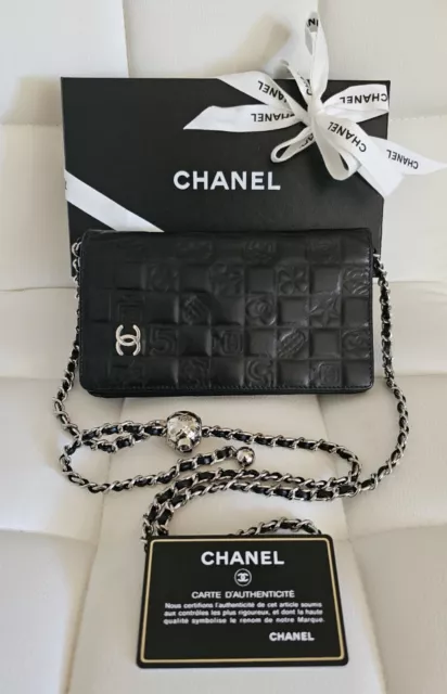 CHANEL BLACK LEATHER Lucky Charms Wallet w/ Card, Box & Cert. of Auth.  $475.00 - PicClick