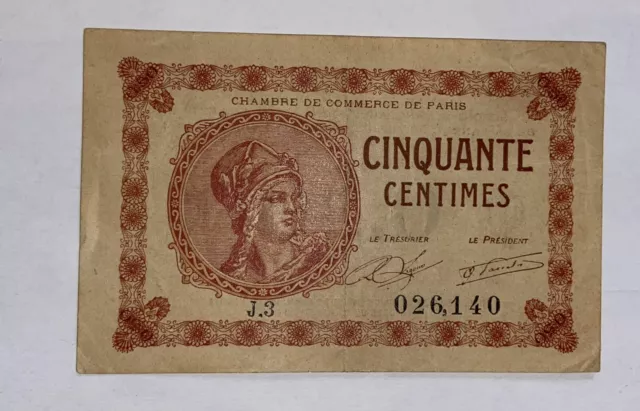 Frankreich, Paris, 50 Centimes, 1920, Chambre de Commerce, Pirot