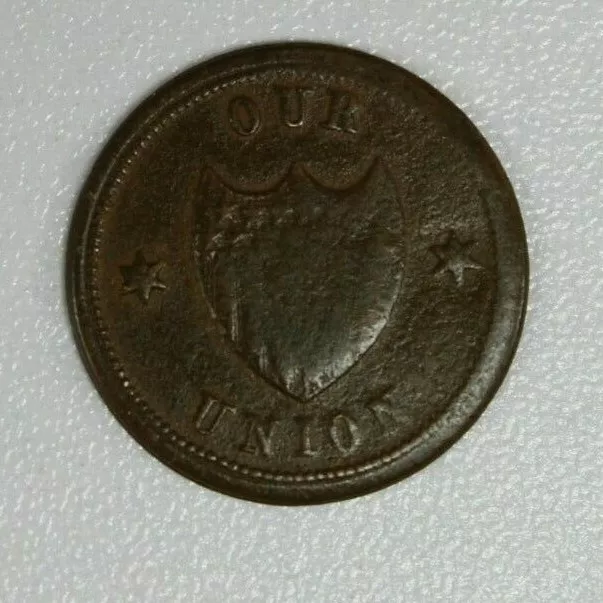 Civil War Token R3 Our Union Shield & Stars/No Compromise with Traitors (Y212)