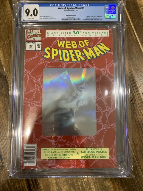 Web Of Spider-Man 90 1st 2099 Poster Australian Price Variant CGC 9.0 Rare