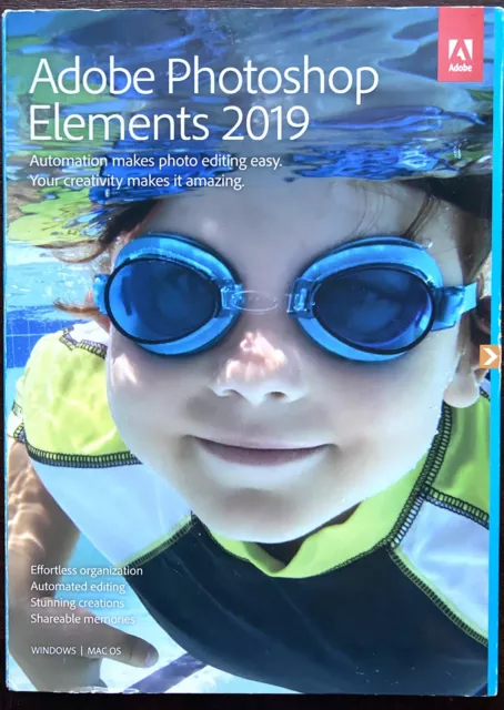 Adobe Photoshop Elements 2019 (DVD, 2-Discs) Retail Version Windows Mac w/Key